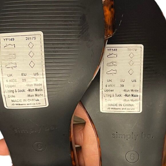 Simply Be Tortoise Ankle Strap Block Heels Womens 8 Wide Brown Open Toe Sexy New - Picture 13 of 15